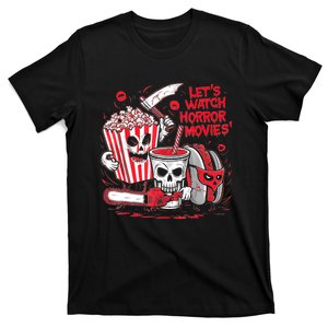 Halloween Lets Watch Horror Movies Hotdog Popcorn Drink T-Shirt