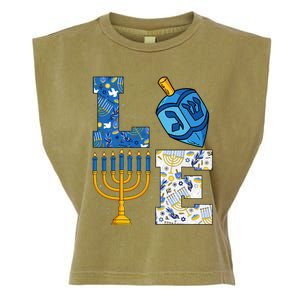 Hanukkah Love With Menorah For Jewish Christmas Holiday Garment-Dyed Women's Muscle Tee