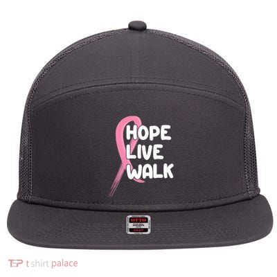 Hope Live Walk Breast Cancer Awareness 7 Panel Mesh Trucker Snapback Hat