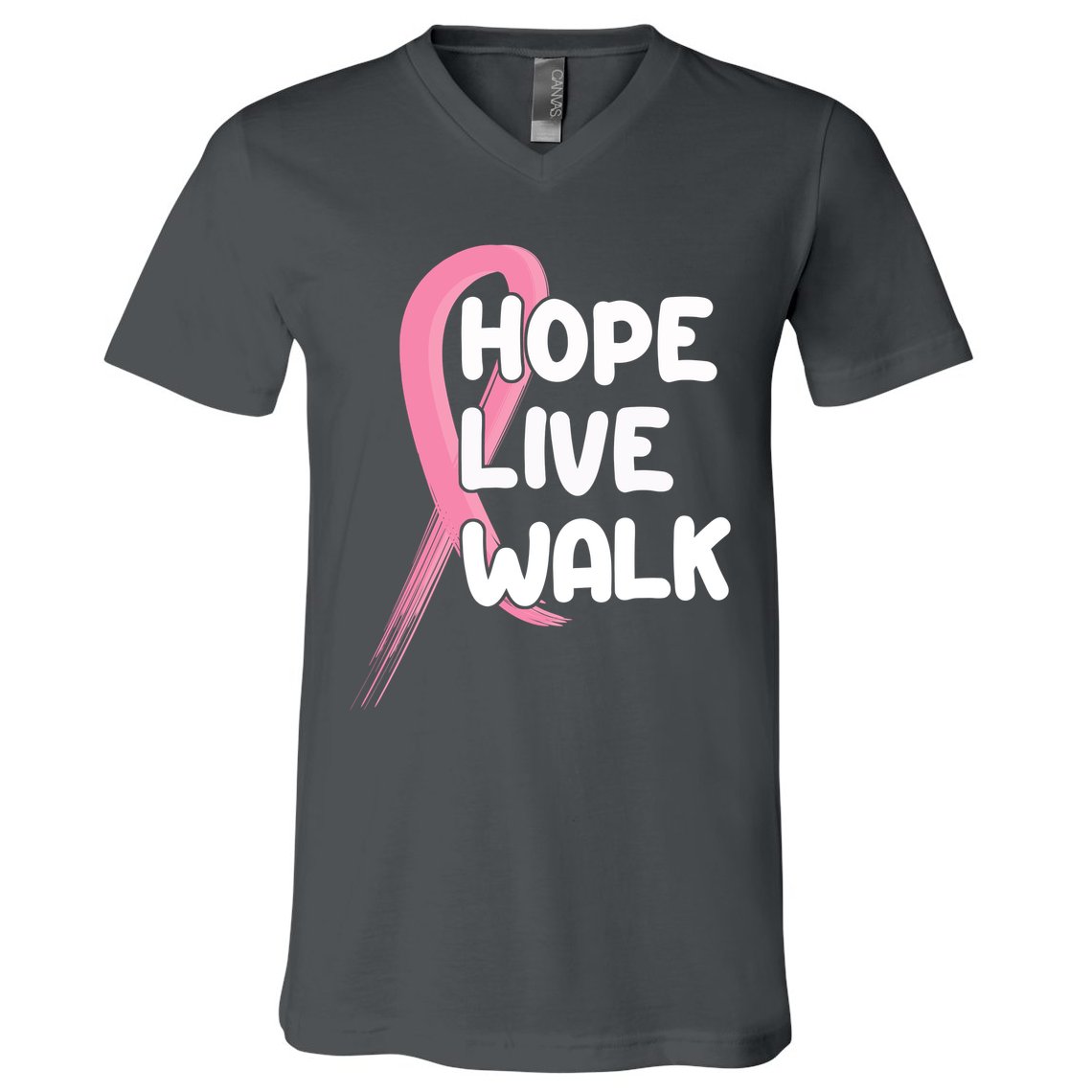 Hope Live Walk Breast Cancer Awareness V-Neck T-Shirt