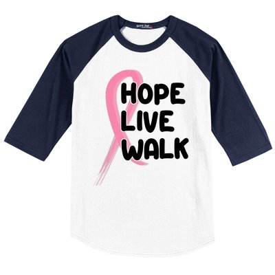 Hope Live Walk Breast Cancer Awareness Baseball Sleeve Shirt