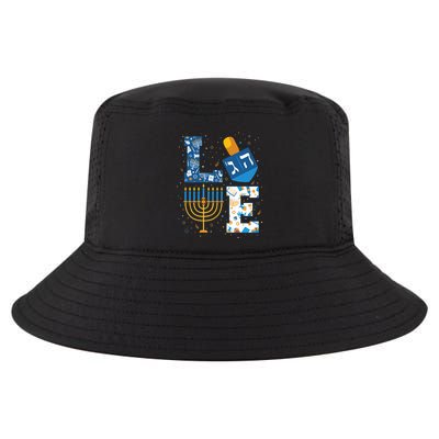 Hanukkah love with menorah for jewish christmas holiday e Cool Comfort Performance Bucket Hat