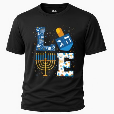 Hanukkah love with menorah for jewish christmas holiday e Performance Shirt