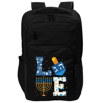 Hanukkah love with menorah for jewish christmas holiday e Impact Tech Backpack