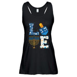 Hanukkah love with menorah for jewish christmas holiday e Ladies Essential Flowy Tank