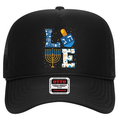 Hanukkah love with menorah for jewish christmas holiday e Trucker Hat