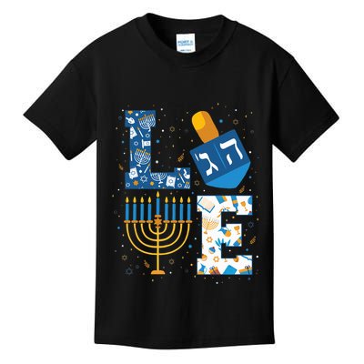 Hanukkah love with menorah for jewish christmas holiday e Kids T-Shirt