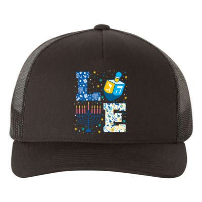 Hanukkah Love With Menorah For Jewish Christmas Holiday Yupoong Adult 5-Panel Trucker Hat