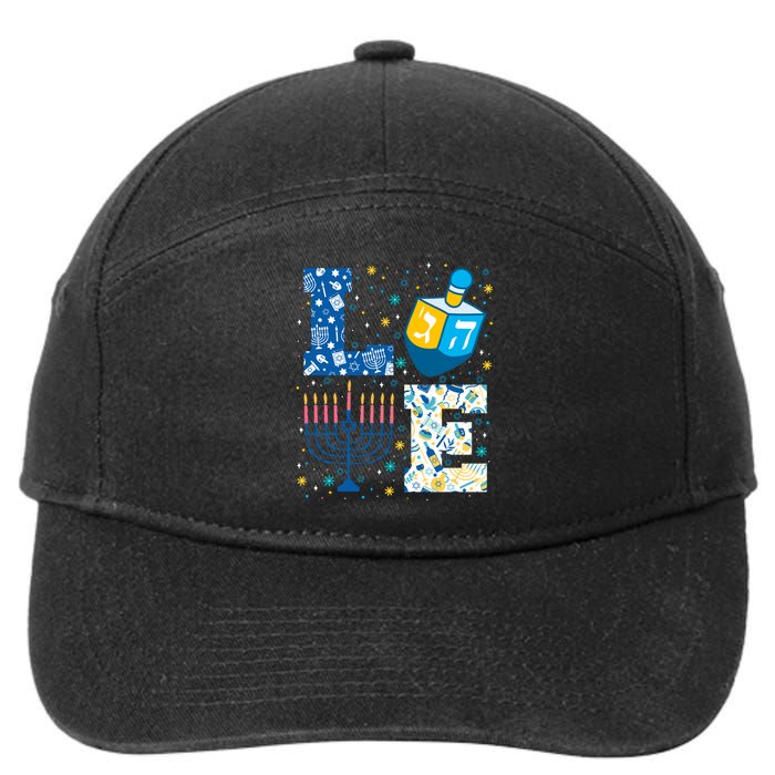 Hanukkah Love With Menorah For Jewish Christmas Holiday 7-Panel Snapback Hat