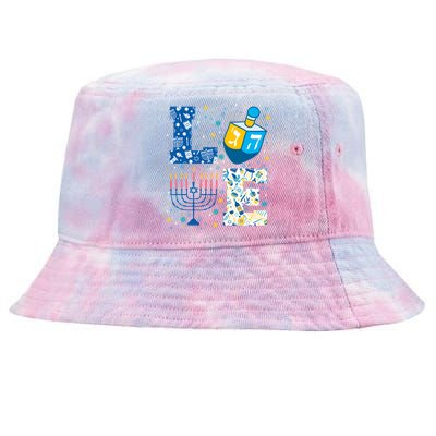 Hanukkah Love With Menorah For Jewish Christmas Holiday Tie-Dyed Bucket Hat