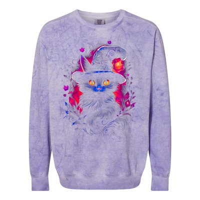 Halloween Little Witch Cat Colorblast Crewneck Sweatshirt