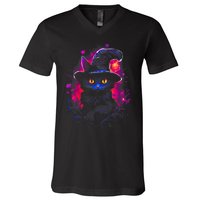 Halloween Little Witch Cat V-Neck T-Shirt