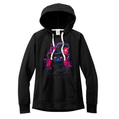 Halloween Little Witch Cat Women's Fleece Hoodie