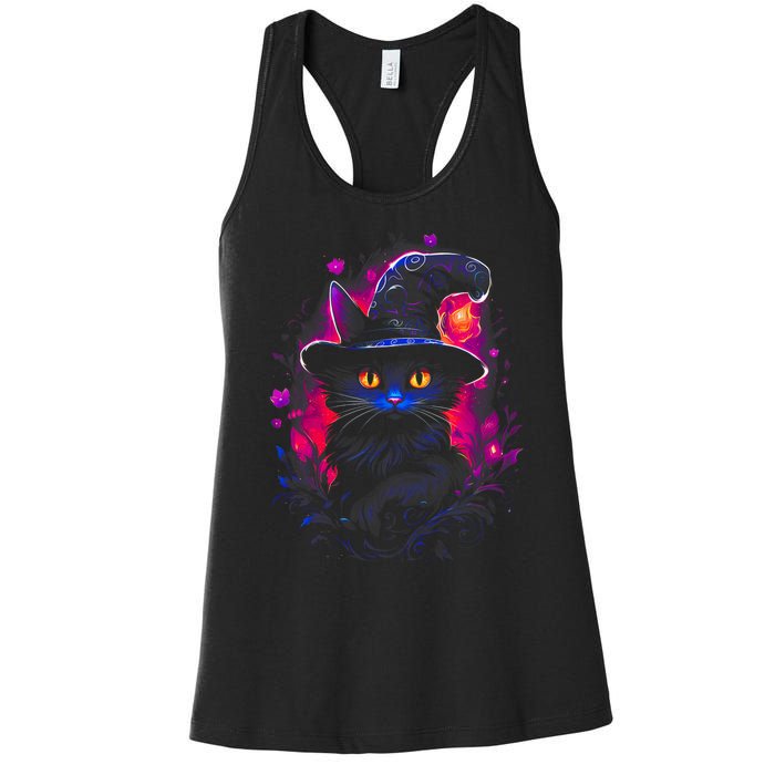 Halloween Little Witch Cat Women's Racerback Tank