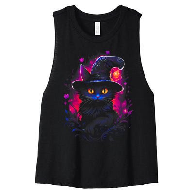 Halloween Little Witch Cat Women's Racerback Cropped Tank