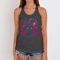 Halloween Little Witch Cat Women's Knotted Racerback Tank