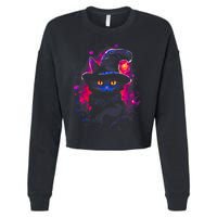 Halloween Little Witch Cat Cropped Pullover Crew