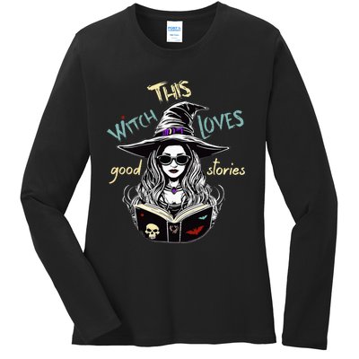 Halloween Library Witch Book Lover Librarian Reading Teacher Ladies Long Sleeve Shirt