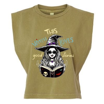 Halloween Library Witch Book Lover Librarian Reading Teacher Garment-Dyed Women's Muscle Tee