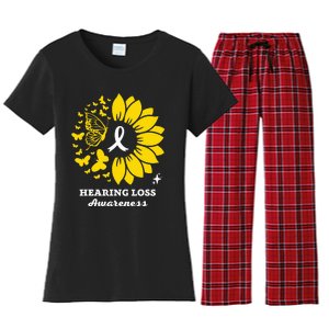 Hearing Loss Warrior Awareness Sunflower Women's Flannel Pajama Set