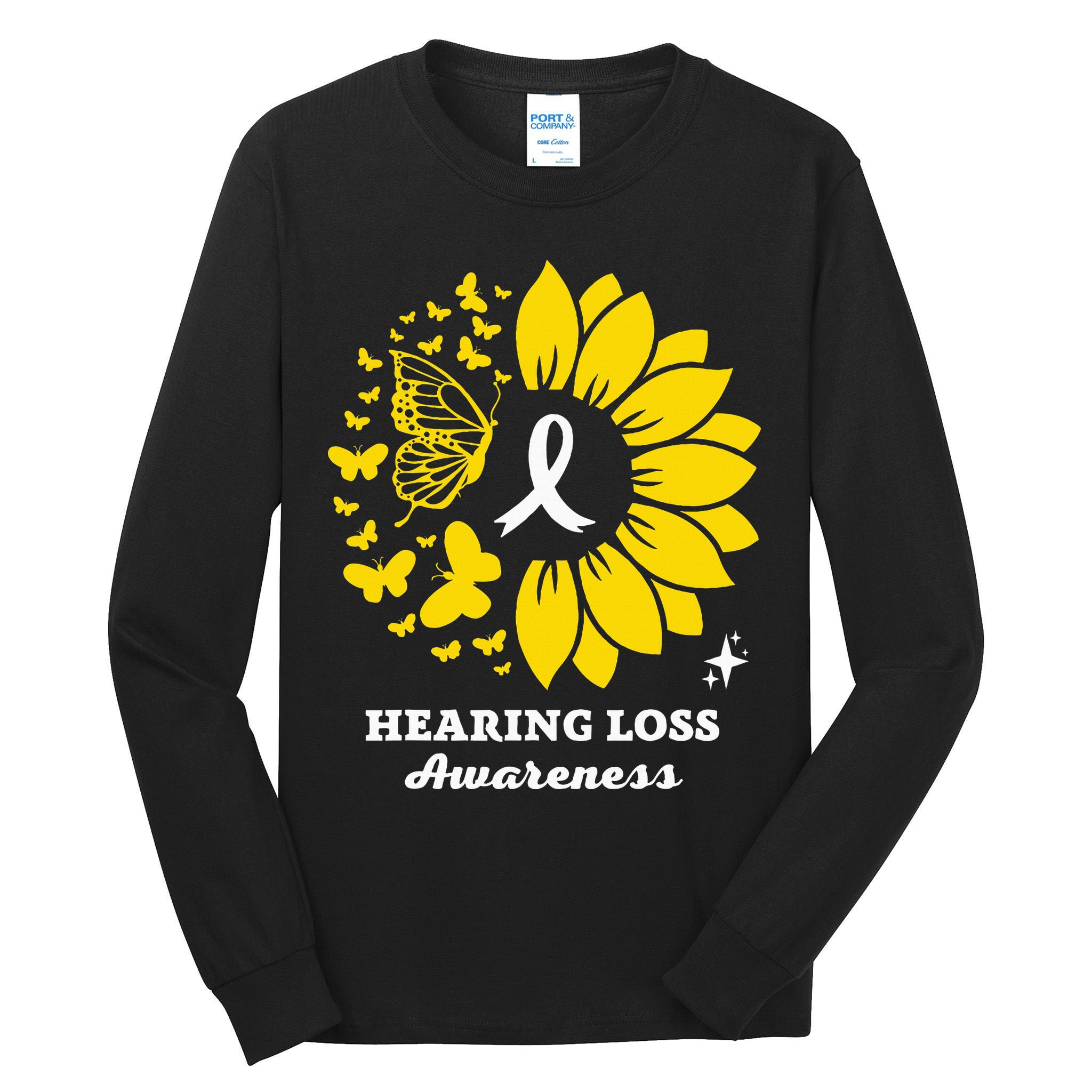 Hearing Loss Warrior Awareness Sunflower Tall Long Sleeve T-Shirt