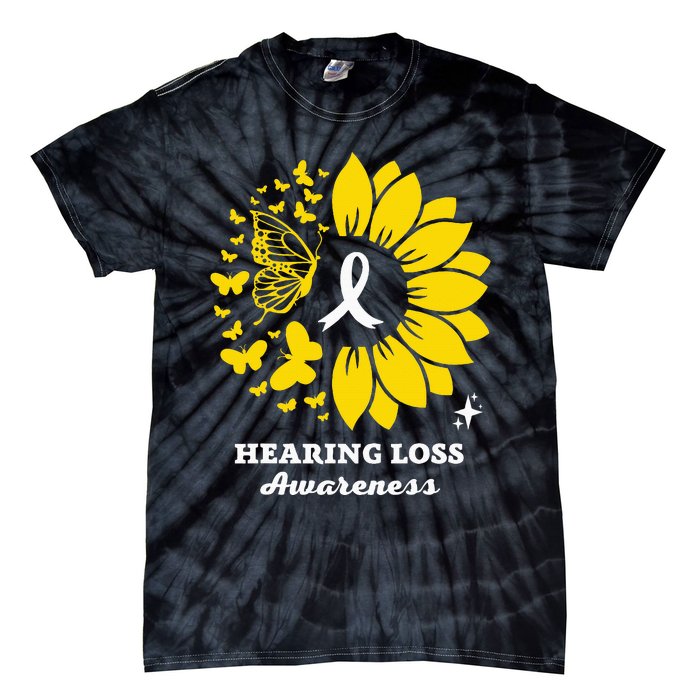 Hearing Loss Warrior Awareness Sunflower Tie-Dye T-Shirt