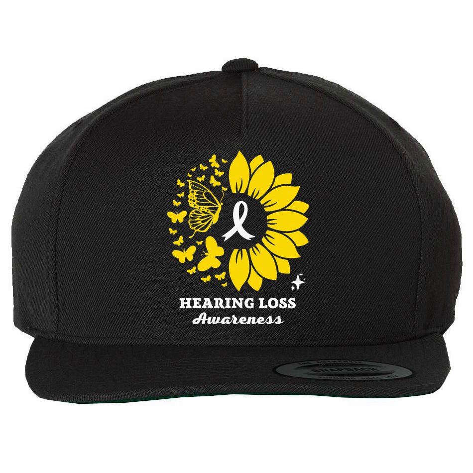 Hearing Loss Warrior Awareness Sunflower Wool Snapback Cap