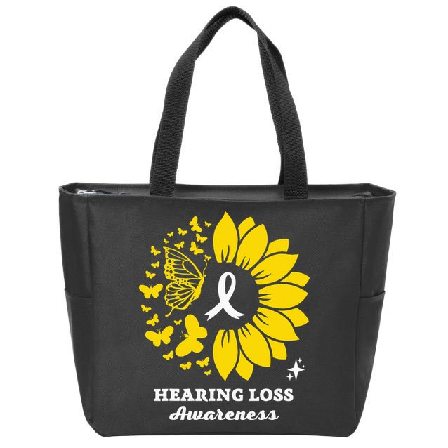 Hearing Loss Warrior Awareness Sunflower Zip Tote Bag
