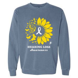 Hearing Loss Warrior Awareness Sunflower Garment-Dyed Sweatshirt