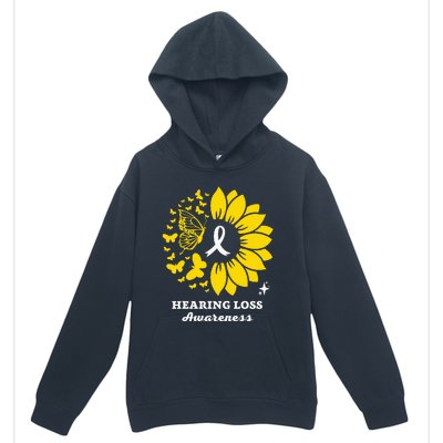 Hearing Loss Warrior Awareness Sunflower Urban Pullover Hoodie