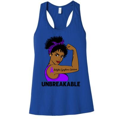 Hodgkin Lymphoma Warrior Strong Unbreakable Awareness Cool Gift Women's Racerback Tank