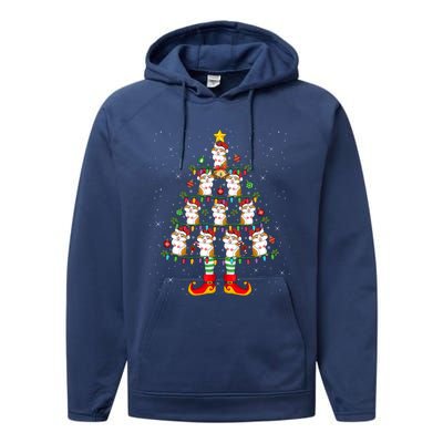 Hamster Lover Xmas Holiday Lighting Hamster Christmas Tree Gift Performance Fleece Hoodie