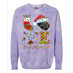 Hockey Lover Xmas Lighting Santa Love Ice Hockey Christmas Meaningful Gift Colorblast Crewneck Sweatshirt