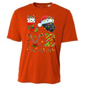 Hockey Lover Xmas Lighting Santa Love Ice Hockey Christmas Meaningful Gift Cooling Performance Crew T-Shirt