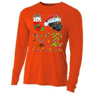 Hockey Lover Xmas Lighting Santa Love Ice Hockey Christmas Meaningful Gift Cooling Performance Long Sleeve Crew