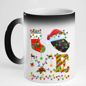 Hockey Lover Xmas Lighting Santa Love Ice Hockey Christmas Meaningful Gift 11oz Black Color Changing Mug