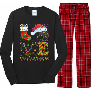 Hockey Lover Xmas Lighting Santa Love Ice Hockey Christmas Meaningful Gift Long Sleeve Pajama Set