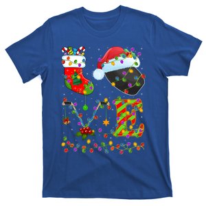 Hockey Lover Xmas Lighting Santa Love Ice Hockey Christmas Meaningful Gift T-Shirt