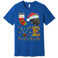 Hockey Lover Xmas Lighting Santa Love Ice Hockey Christmas Meaningful Gift Premium T-Shirt