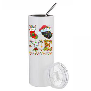 Hockey Lover Xmas Lighting Santa Love Ice Hockey Christmas Meaningful Gift Stainless Steel Tumbler