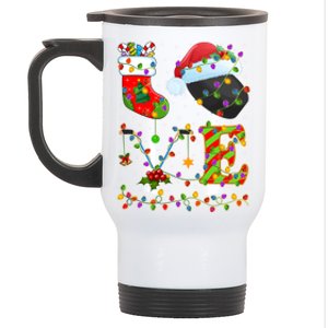 Hockey Lover Xmas Lighting Santa Love Ice Hockey Christmas Meaningful Gift Stainless Steel Travel Mug