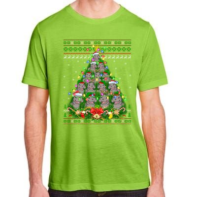 Hippo Lover Xmas Lights Ugly Hippopotamus Christmas Tree Cool Gift Adult ChromaSoft Performance T-Shirt