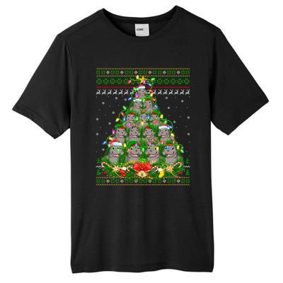 Hippo Lover Xmas Lights Ugly Hippopotamus Christmas Tree Cool Gift Tall Fusion ChromaSoft Performance T-Shirt