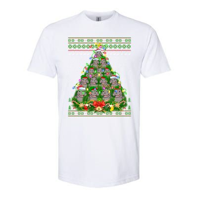 Hippo Lover Xmas Lights Ugly Hippopotamus Christmas Tree Cool Gift Softstyle® CVC T-Shirt