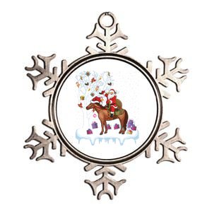 Horse Lover Xmas Gift Santa Riding Horse Christmas Gift Metallic Star Ornament