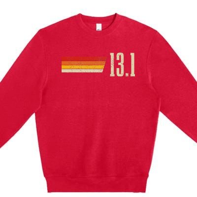 Half Marathon 13.1 Miles Vintage Running Marathon Runner Premium Crewneck Sweatshirt