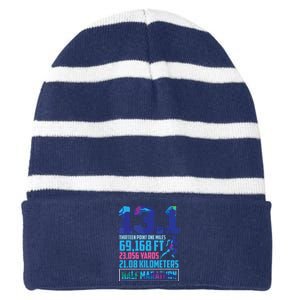 Half Marathon 131 Miles Running Runner Striped Beanie with Solid Band