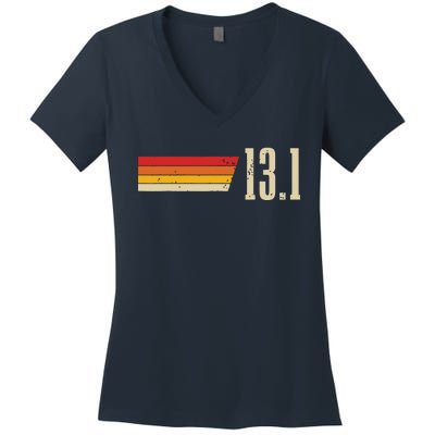 Half Marathon 131 Miles Vintage Running Marathon Runner Women's V-Neck T-Shirt