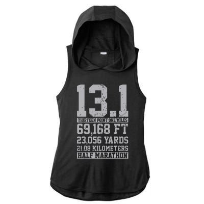 Half Marathon 131 Miles Running Runner Ladies PosiCharge Tri-Blend Wicking Draft Hoodie Tank