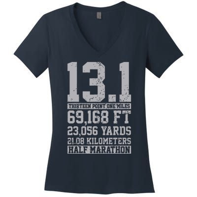 Half Marathon 131 Miles Running Runner Women's V-Neck T-Shirt